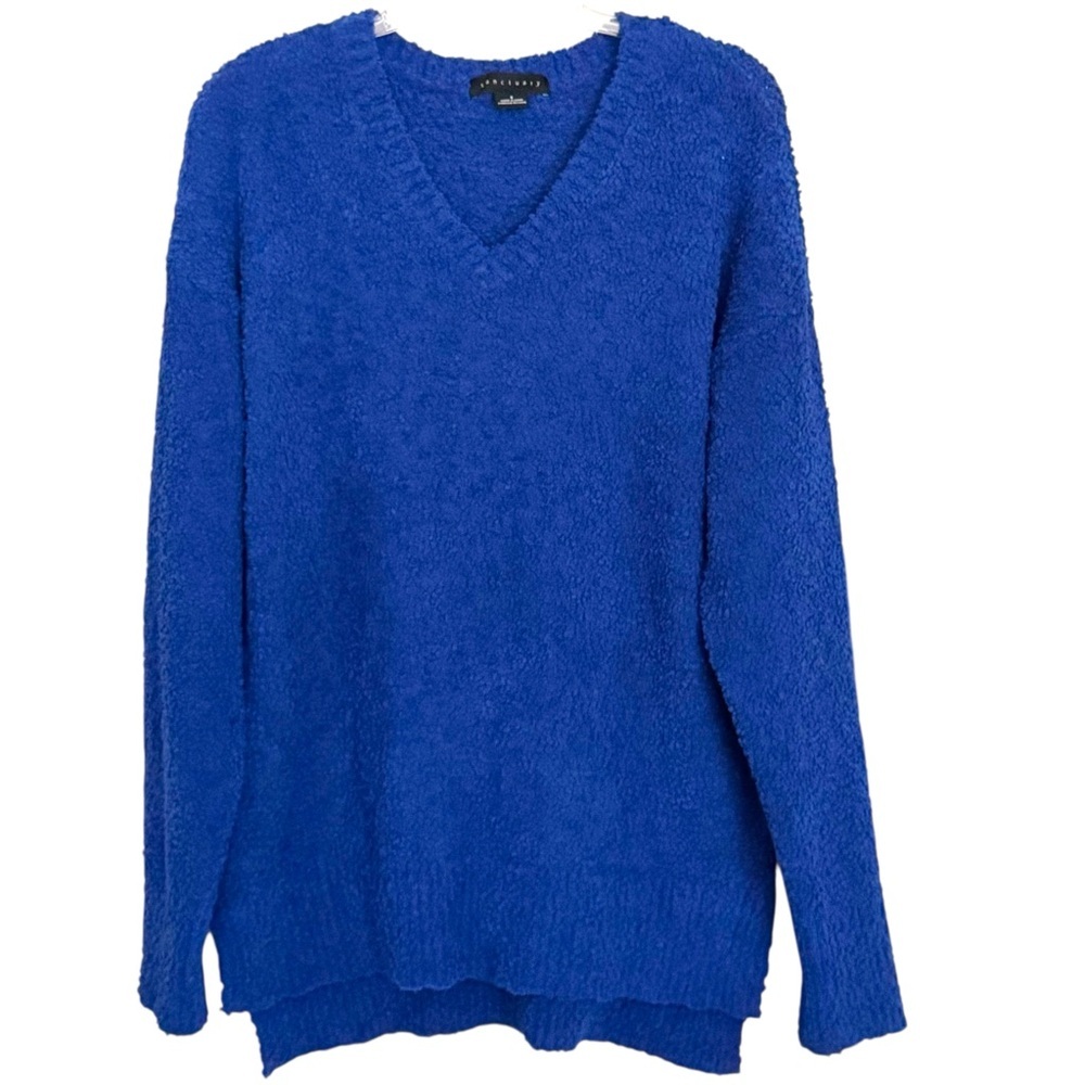 Sanctuary Size Small Royal Blue Teddy V-Neck Long Sleeve Oversized Sweater